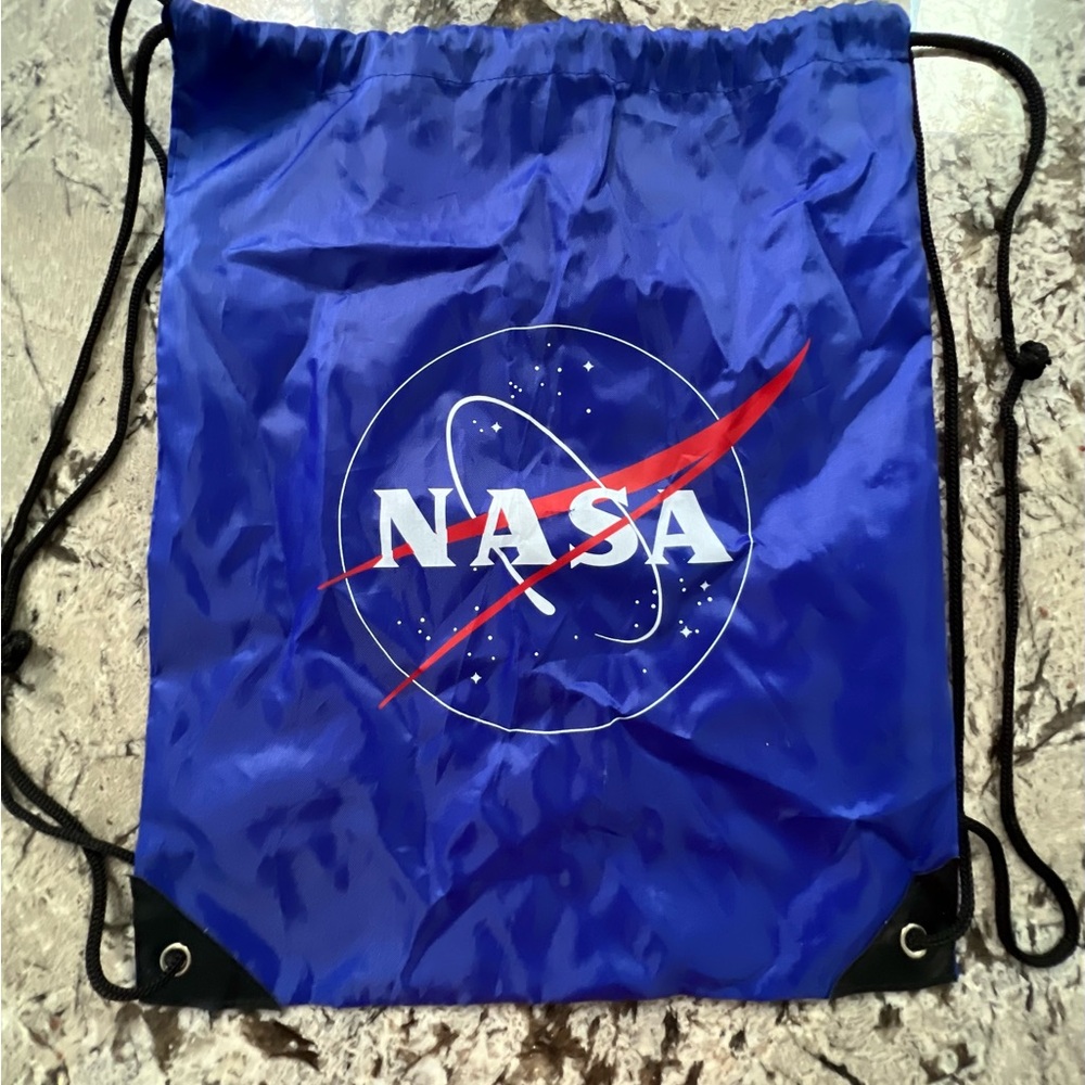 NASA blue drawstring backpack
